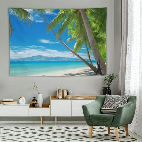 Creowell Blue Tropical Tropical Wall Tapestry, Beach Wall Hanging Large Tapestry Decoration for Dorm Room Bedroom 60x40 Inch 60x40in