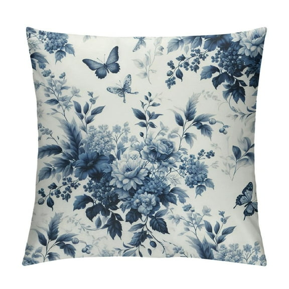 Creowell  Blue and White Floral Print Throw Pillow Covers Decorative Throw Pillows for Couch Sofa Bed Throw Pillow Cover Cushion Covers Pillowcases for Holiday Decorative,Multi-Size