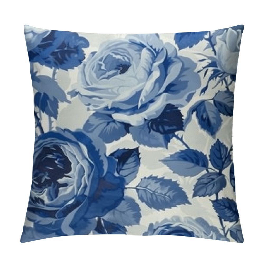 Blue Floral Throw Pillowsnull