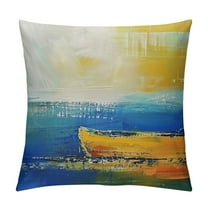 Creowell Blue and Yellow Abstract Art Pillow Cover, Modern Gray Home Decorative Throw Pillows Covers Cushion Cover for Bedroom Sofa Living Room 12x12in