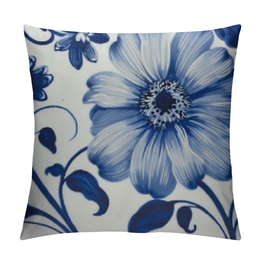 Creowell Blue and White Porcelain Pattern Throw Pillow Covers Cushion
