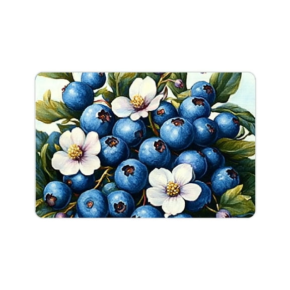 Creowell Blueberries Flowers Painting Diatom Mud Bath Mat Non-Slip 24x16in