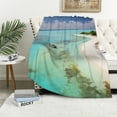thumbnail image 1 of Creowell Boat Lagoon Beach Throw Blanket for Couch Sofa Bed Office All Seasons Lightweight Soft Blanket Travel Camping School Flannel Blanket 60x80in, 1 of 6