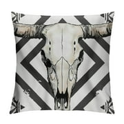 Creowell  Boho Cow Print Aztec Western Bull Skull Soft Throw Pillow Covers Cushion Cover Decor for Sofa Couch Bed,Multi-Size