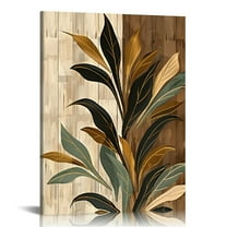 Creowell Boho Framed Canvas Wall Art Prints, Mid-Century Modern Abstract Wall Decor, Nature Plants Desert Sun Art Paintings, Nordic Zen Decorative for Living Bedroom Room Office 16x20 in / 12x16 in