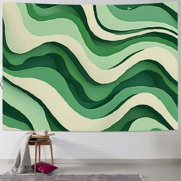 Creowell Boho Sage Green Tapestry for Teen Girls Bedroom Aesthetic, Vintage Abstract Swirl 70s 80s Minimalist Simple Tapestries Wall Hanging for College Dorm Home Decor 40x30inch