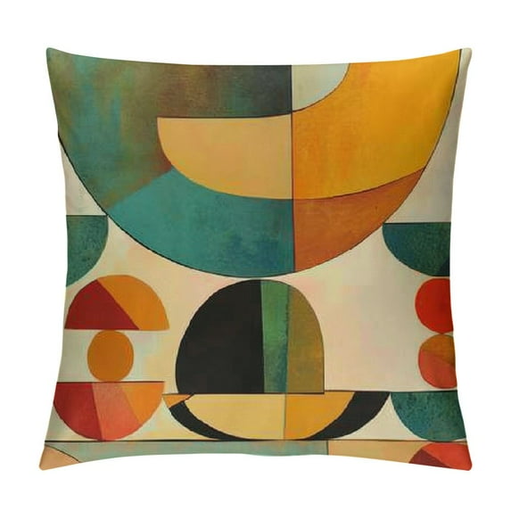 Creowell Boho Spring Throw Pillow Covers 18x18 Inch,Colorful Geometric Cushion Covers,Modern Home Decoration Pillow Cases,Rainbow Square Cushion Cases