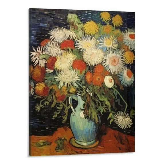 Creowell Bouquet Of Flowers In A Vase Canvas Wall Art -Prints - Post Impressionism Posters - Flowers Pictures Artwork Wall Decor for Girl'S Room Bedroom (Bouquet of Flowers in a Vase 16x20 Inch)