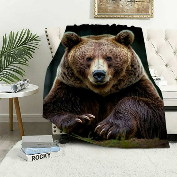 Creowell Brown Bear Soft Cozy Printed Blanket & Throw for All Seasons, Versatile Bed Cover or Wall Decoration, Easy Care Travel Companion 60x80in