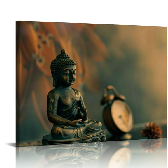 Creowell Buddha Statue Canvas Wall Art Home Decor Ready To Hang 16x12in