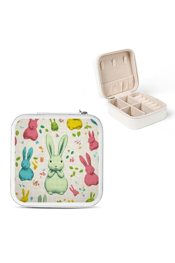 Bunny Jewelry Box Travel Organizer for Necklaces Rings Earrings White