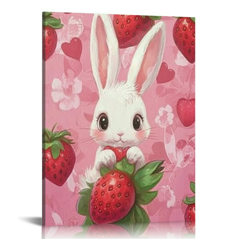 Creowell Bunny Strawberry Wallpaper Canvas Wall Art Home Decor Creowell Bunny Strawberry Wallpaper Canvas Wall Art Home Decor