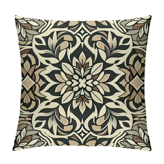 Creowell Burgundy Red Dahlia Pillow Covers 18x18 Inches Rustic Geometric Flower Throw Pillow Case Beige Tan Gray Floral Pillow Cover Cushion Cover for Home Sofa Bedroom Livingroom