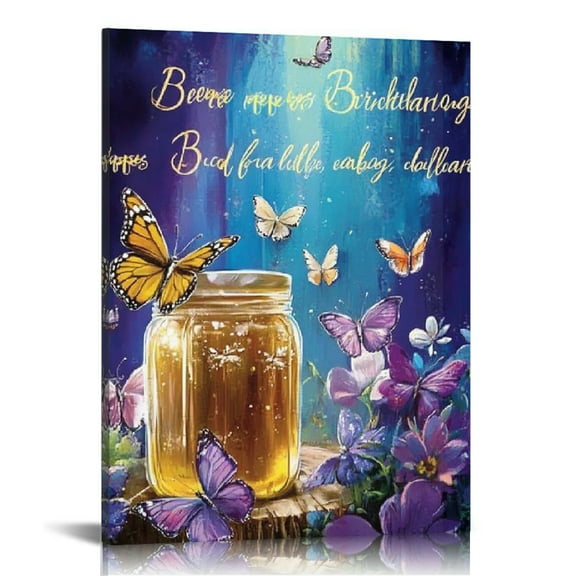 Creowell Butterflies Honey Birthday Card Canvas Print Wall Art 12x16in