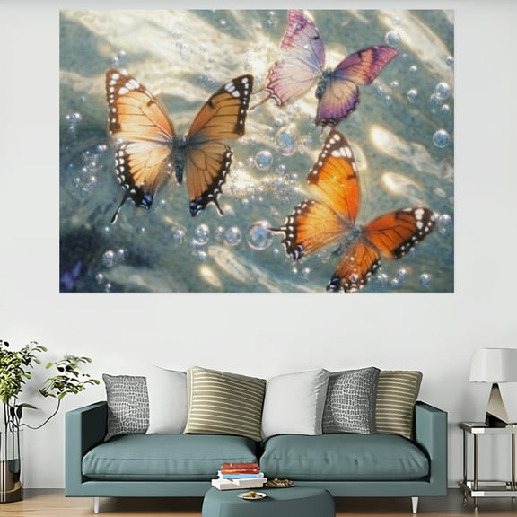 Creowell Butterflies Water Bubbles Wall Hanging Tapestry 100% Polyester 60x40in