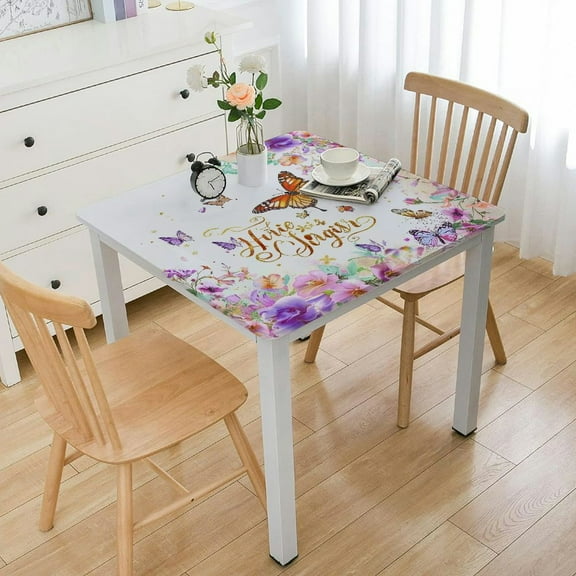 Creowell Butterfly Baby Shower Tablecloth Decoration,A Little Butterfly is One The Way Baby Shower Decoration Waterproof Pink and Purple Floral Butterfly Spring Theme Tablecloth for Girl Baby Shower