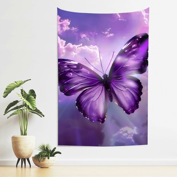 Creowell Butterfly Clouds Purple Tapestry Wall Hanging Home Decor 40*60in