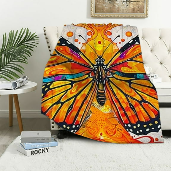 Creowell  Butterfly Gifts for Women, Girls - Inspirational Butterfly Themed Gifts for Adult - Butterfly Blanket for Birthday, Christmas - Flannel Blanket - Monarch Butterfly 40x50in