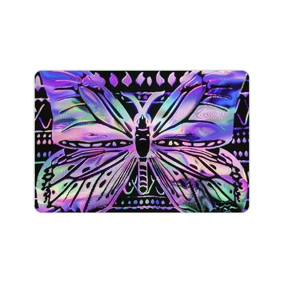 Creowell Butterfly Hologram Diatom Mud Mat Non-Slip Home Rug 24x16in