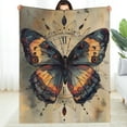 thumbnail image 1 of Creowell Butterfly Throw Blanket  , Ornate Orange and Black Insect on Vintage Tan Background Blankets Soft Cozy  Throws for Nature Lover Bed Sofa Dorm Living Room Decor Gifts 40*50in, 1 of 7