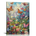 thumbnail image 1 of Creowell Butterfly Wall Art Color Butterfly Canvas Print Nature Floral Artwork for Girls Bedroom Modern Home Artwork For Bathroom Kitchen 16x20 in/12x16 in, 1 of 5