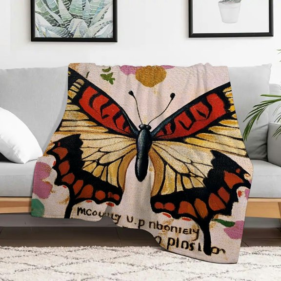 Creowell Butterfly Wings Fuzzy Fluffy Soft Cozy Blanket, Flannel Durable Warm Blanket for Home Leisure, Multifunctional Gift Blanket for Sofas, Travel, Camping, Beds and Chairs 30x40in