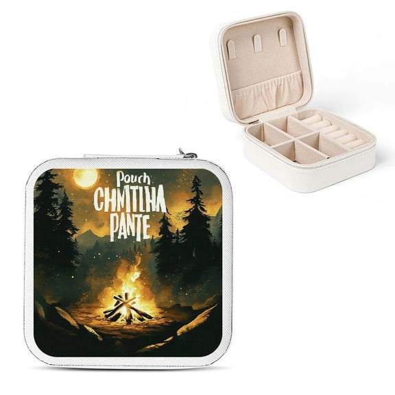 Creowell Campfire Quote Poster Jewelry Box for Necklaces Rings Earrings White