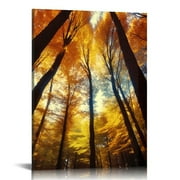 Creowell  Canvas Print Wall Art Autumn Landscape Color Tree Painting Pictures Prints Nature Forest Artwork Stretched and Framed for Bedroom Living Room Home Decorations 16x20 in/12x16 in