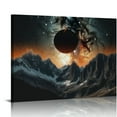 thumbnail image 1 of Creowell  Canvas Print Wall Art Solar Eclipse Galaxy Over Snowy Mountains Astronomy &amp; Space Nature Photography Modern Art Rustic Landscape Colorful Sky for Bedroom, Office 20x16 in/16x12 in, 1 of 4