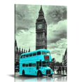 thumbnail image 1 of Creowell Canvas Prints Wall Art Black and White London Big Ben  Pictures  on Canvas Wall Art Teal Retro Mural Ready to Hang for Bedroom Home Office Decor 16x20 in/12x16 in, 1 of 5
