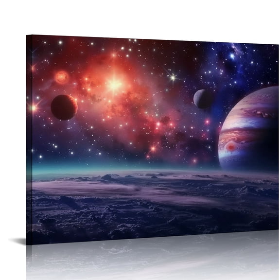 Creowell  Canvas Prints Wall Art Outer Space Planet Pictures for Bedroom Home Decorations Universal Magic Power Modern Contemporary Galaxy Star Sky Pictures Astronomy Artwork 16x12in