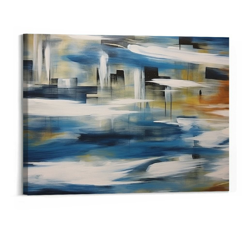 Creowell Canvas Wall Art Modern Abstract Art Paintings Navy Blue and