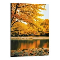 Creowell Canvas Wall Art Picture 16x20in for Living Room Bedroom Ready to Hang Fall Decor Autumn Tree with Yellow Leaves 16x20in