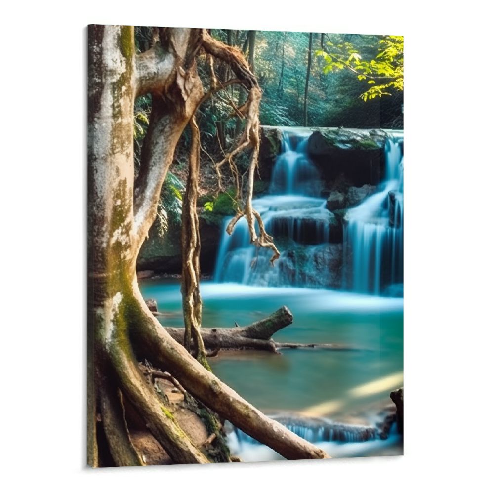 Creowell Canvas Wall Art Print Waterfall Home Decor Framed Stretched ...