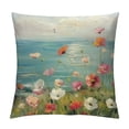 thumbnail image 1 of Creowell Car Couch Bedroom Short Plush Pillowcase Beach Colorful Flower Pillow Covers Poppies Throw Pillows White, 1 of 5