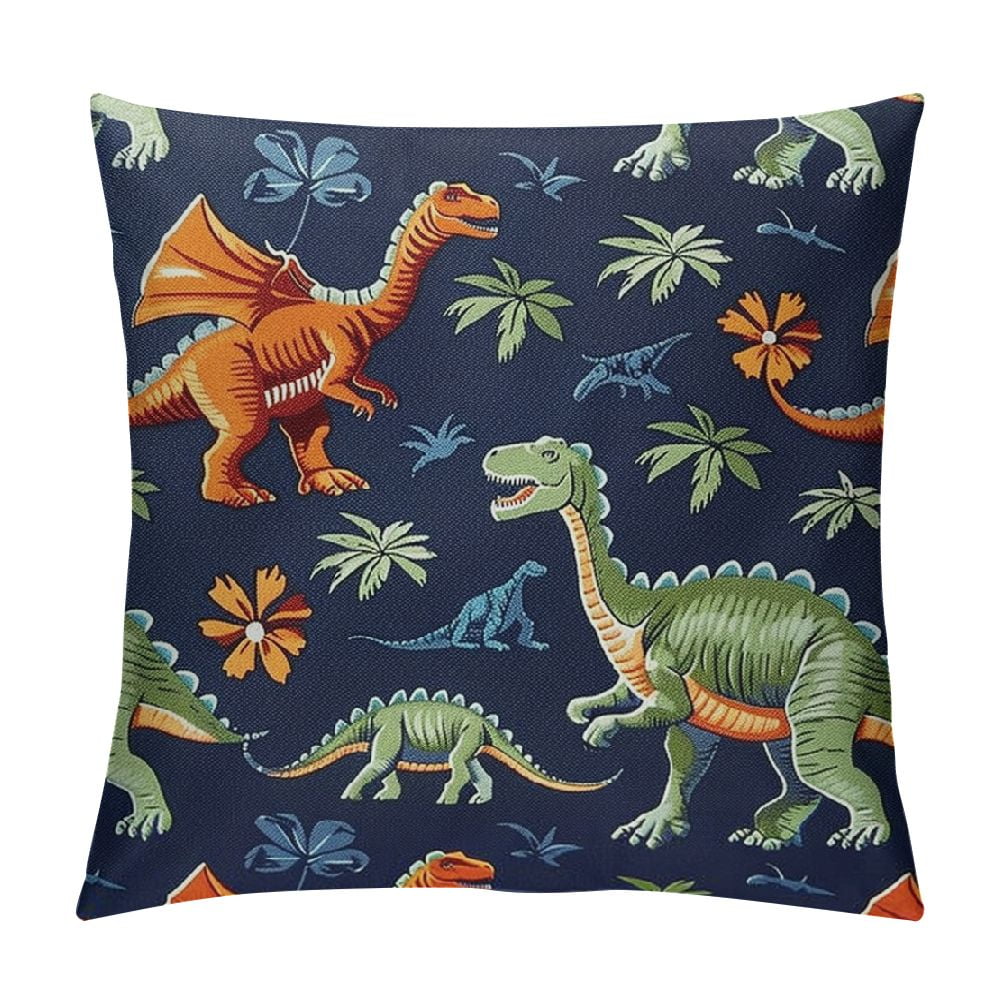 Creowell Cartoon Dinosaur Pillow Cases Cushion Covers ,Dark Blue