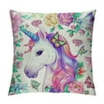 thumbnail image 1 of Creowell Cartoon Unicorn Throw Pillow Covers Kawaii Unicorn Pillow Cases Cushion Covers for Decor Cute Butterfly Dragonfly Throw Pillowcases Colorful Floral Flowers Cushion Cases Bedroom, 1 of 5