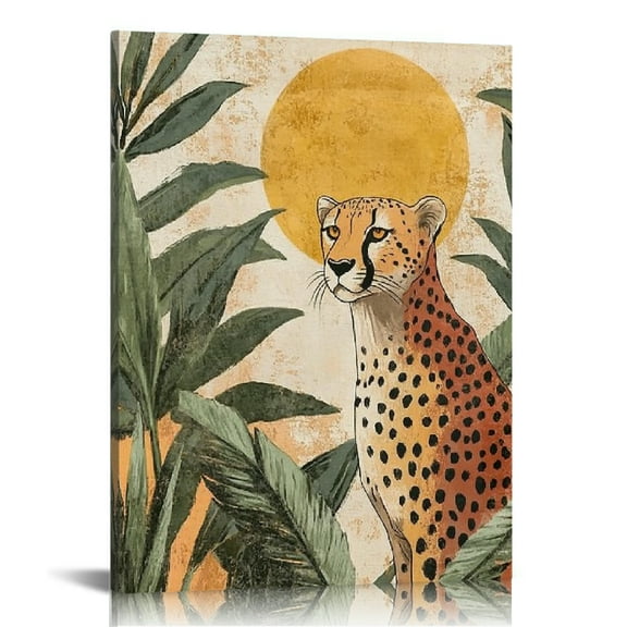 Creowell Cheetah Jungle Sun Canvas Wall Art Home Decor 12x16 16x20 12x16in