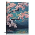 thumbnail image 1 of Creowell  Cherry Blossom Moon Lake Landscape Framed Canvas Wall Art - Japanese Aesthetics Floral Art Print for Living Room, Bedroom, Kitchen and Office Decor 16x20 in, 1 of 5