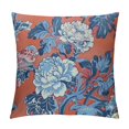 thumbnail image 1 of Creowell Chinoiserie Peony Blue Red Throw Pillow Case Square Cozy Pillow Cover Home Decor for Living Room Sofa Car Cushion, 1 of 5
