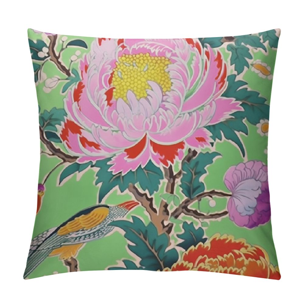 ULOVE YOURSELF 2-Pack Retro Flower Pillow Covers, 18x18 Inch, Peony Rose Vintage Square Covers - View #13