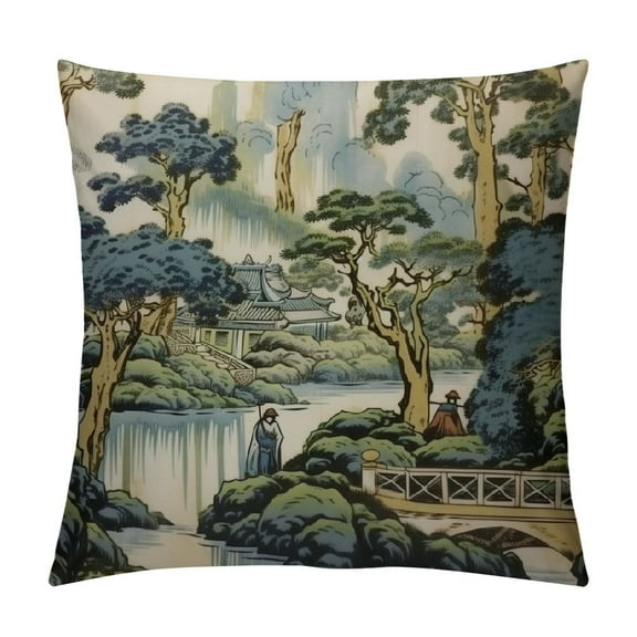 Creowell  Chinoiserie Pillow Covers,Pillow Covers Outdoor Decorative Pillow Covers for Couch Bed Sofa Cushion Farmhouse Pillowcases
