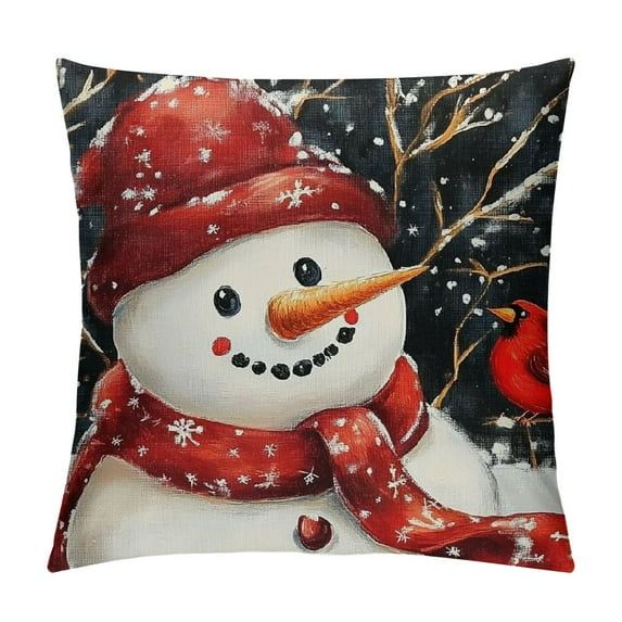 Creowell Christmas Decor Pillow Covers Christmas Snowman Snowflake Throw Pillow Covers Winter Pillowcase Farmhouse Cushion Case Decoration for Couch Sofa Indoor,Outdoor 22x22in