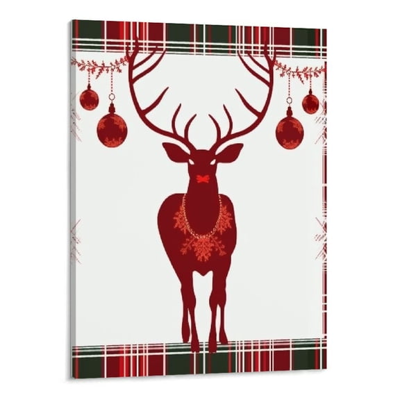 Creowell Art Modern Christmas Deer Canvas Wall Art Picture 16x20in for Living Room Bedroom 16x20in