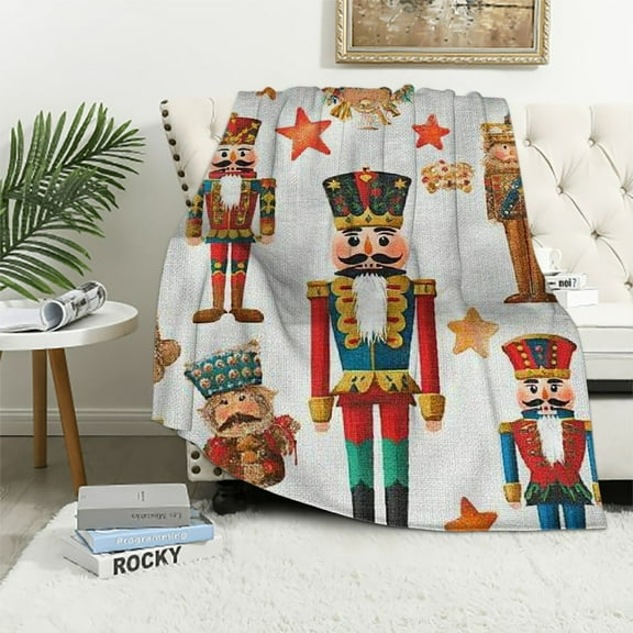 Creowell Christmas Nutcracker Throw Blanket for Boys Girls,Mouse Soldier Prince Fairy Gift Blanket for Adult Men Women,Warm Flannel Throw Blanket for Christmas Bed Couch Living Room 40x50in