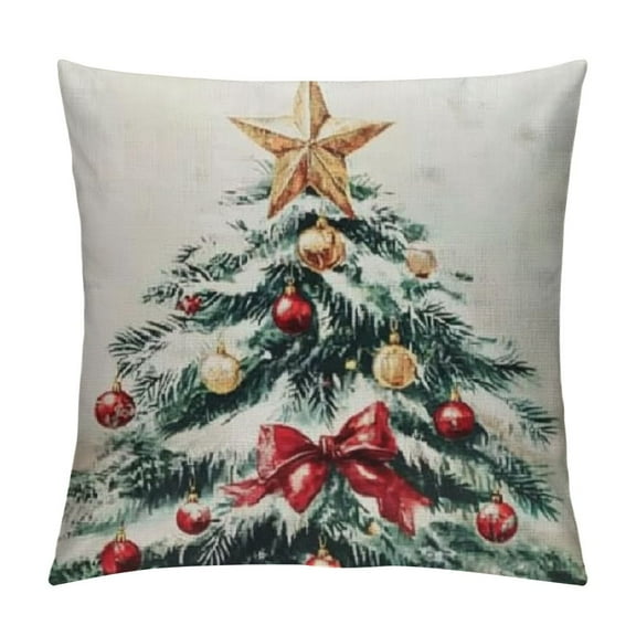 Creowell Christmas Pillow Covers Christmas Throw Pillow Covers Christmas Decorations for Farmhouse Home Decor 12x12in
