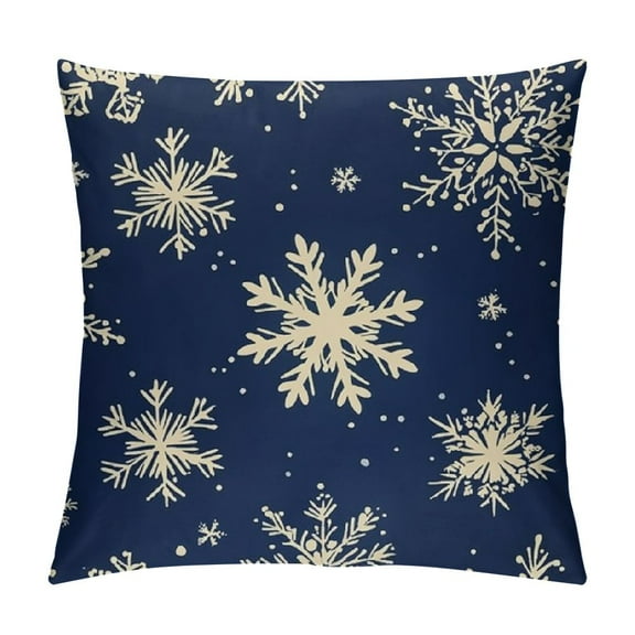 Creowell Christmas Pillow Covers Snowflakes Snow Holiday Decoration Print Decorative Outdoor Pillowcases Seasonal Winter Gift Farmhouse Throw Cushion Case Decor for Couch Sofa Bed 12x12in