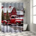 Creowell Christmas Tree Snow Barn Print Shower Curtain with Hooks, Chic