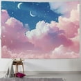 thumbnail image 1 of Creowell  Cloud Moon Phase Tapestry, Pink and White Cloud with Moon Phase and Stars Wall Tapestry for Bedroom, Pastel Beautiful Sky Wall Hanging Tapestry Wall Art for Living Room Decor 60x50inch, 1 of 6