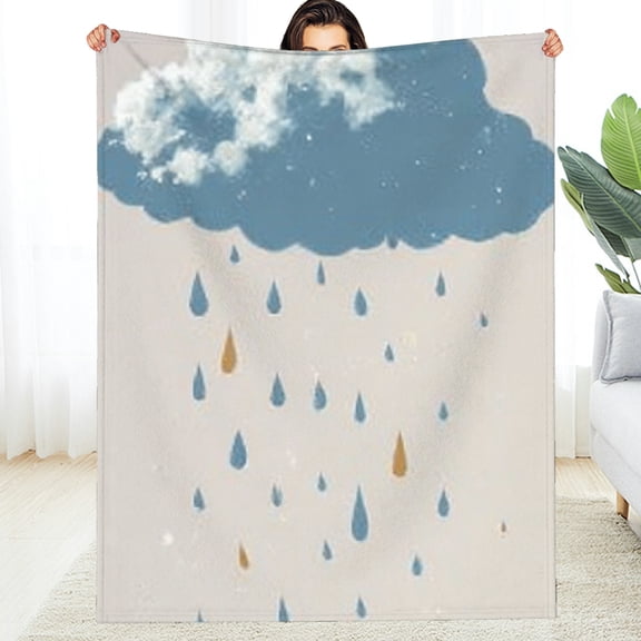 Creowell Cloud Raindrops Blue Sky Lightweight Flannel Blanket 30*40in